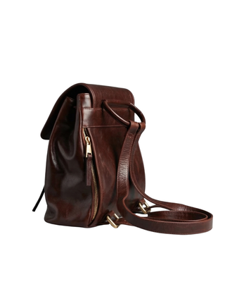 Martina Mini backpack cuero negro lateral — SABANDIJA