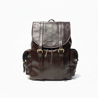Journey backpack cuero plena flor tobacco detalle — SABANDIJA